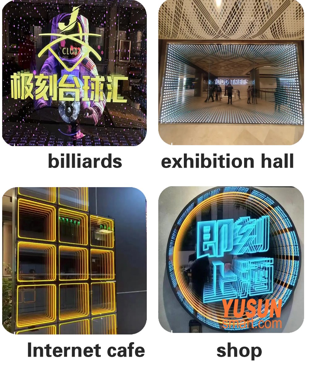 RGB Infinity Mirror LED Light Application Scenarios: Billiards Hall, Exhibition Hall, Internet Cafe & Shop Decor