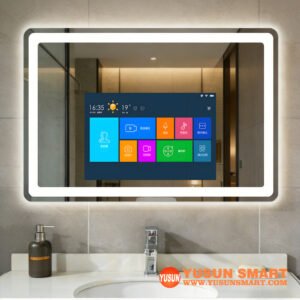 15.6 Inch Smart Magic Mirror | Android 12, 6G+64G, LED Touchscreen Bathroom Fitness Mirror with IP44, Anti-Fog & Voice Control for Hotel Projects