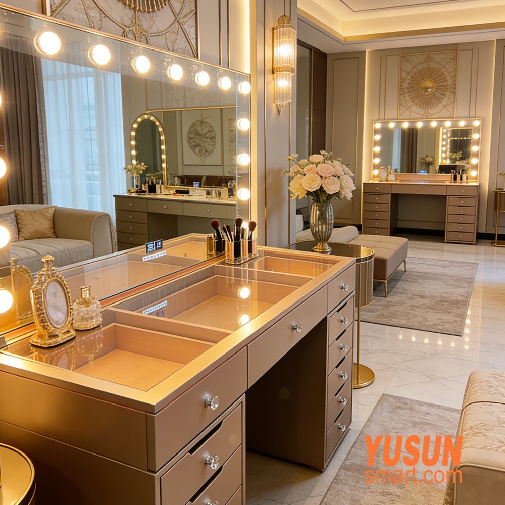 European Luxury LED Smart Vanity Table Rose Gold with Hollywood Mirror