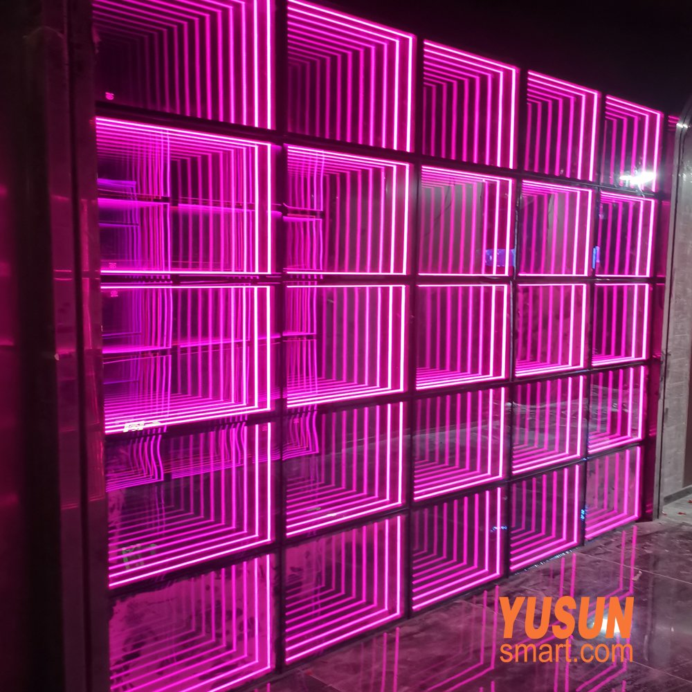 Custom Grid RGB Infinity Mirror LED Tunnel Wall for KTV Bar Nightclub Decor