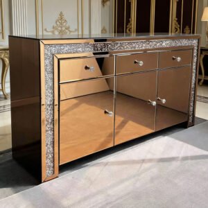 Luxury Mirror Side Cabinet modern crushed diamond mirrored storage cabinet YUSUNSMART