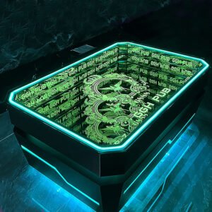 Music abyss coffee table, green LED infinity mirror table for KTV bar, YUSUNSMART