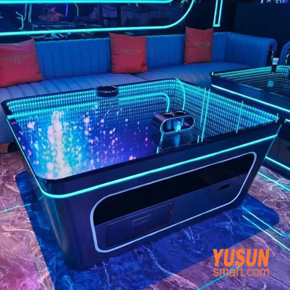 3D Infinity Mirror Coffee Table, RGB LED Coffee Table for Bar KTV Club Party Home Hotel, YUSUN SMART