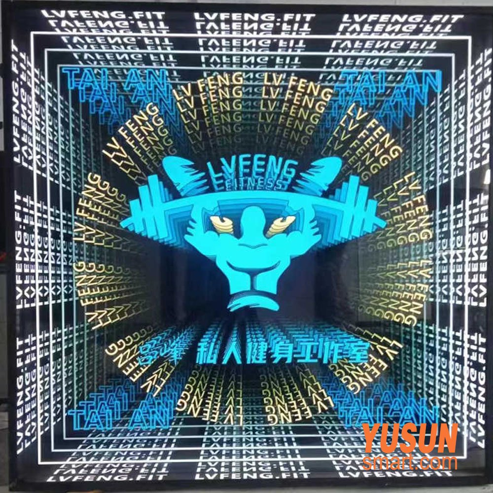 Logo Infinity Mirror Signage 3D LED Logo Light Box for gym