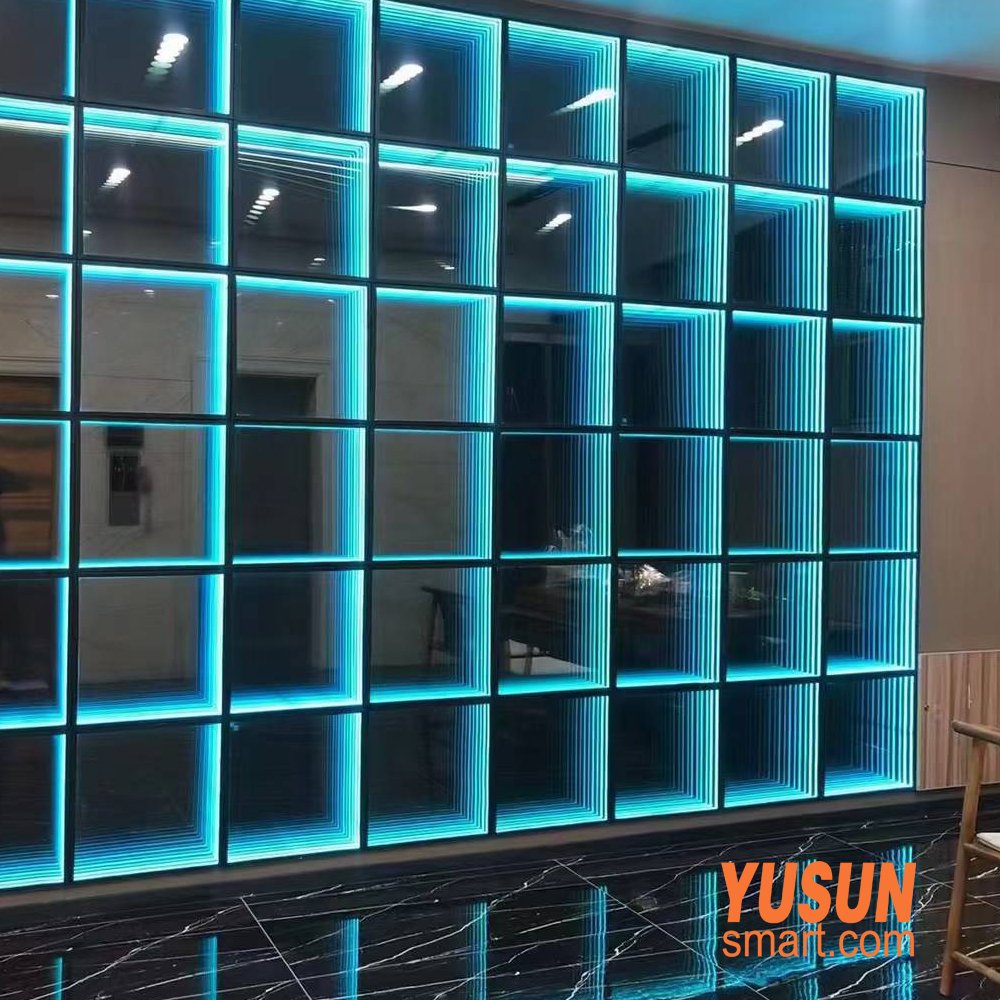 Ice blue nightclub wall panel infinity mirror LED light