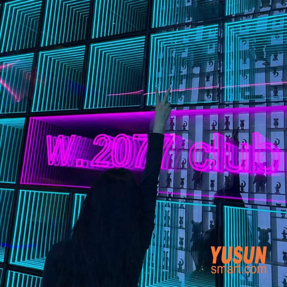 3D Music abyss coffee table, RGB LED Infinity Mirror Table for KTV Bar Club, YUSUNS MART