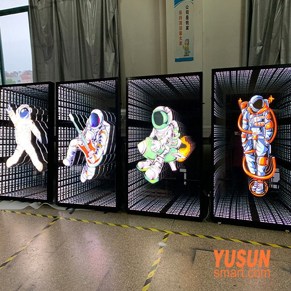 Custom astronaut 3D LED infinity mirror sign for bar
