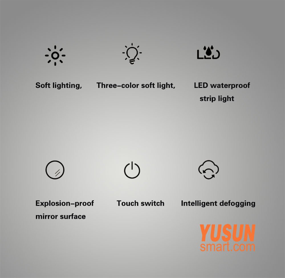 LED Bathroom Mirror with Lights, 3-Color Light, Anti-Fog, Touch Switch Features