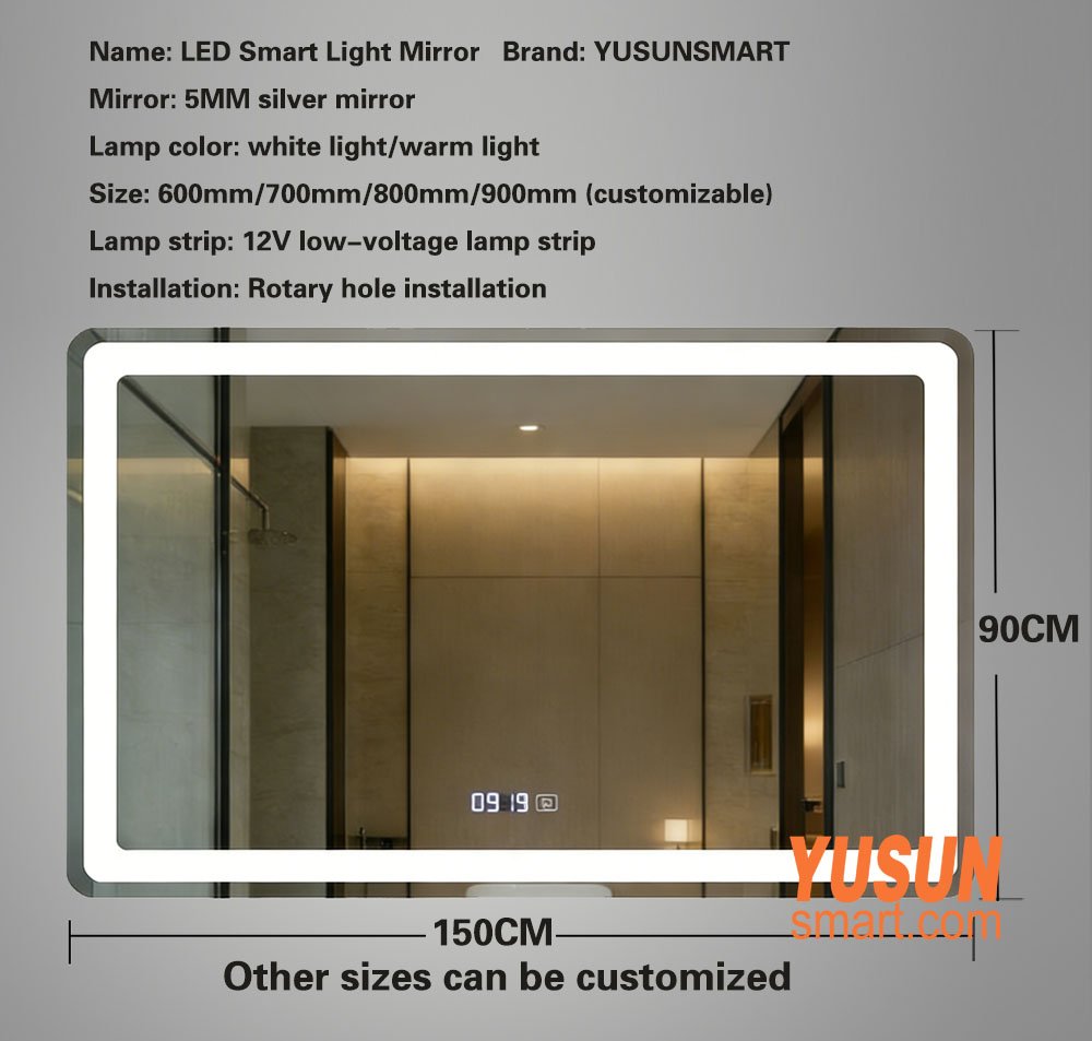 Rectangular LED Bathroom Mirror , Size Options 600-1500mm, 5MM Silver Mirror