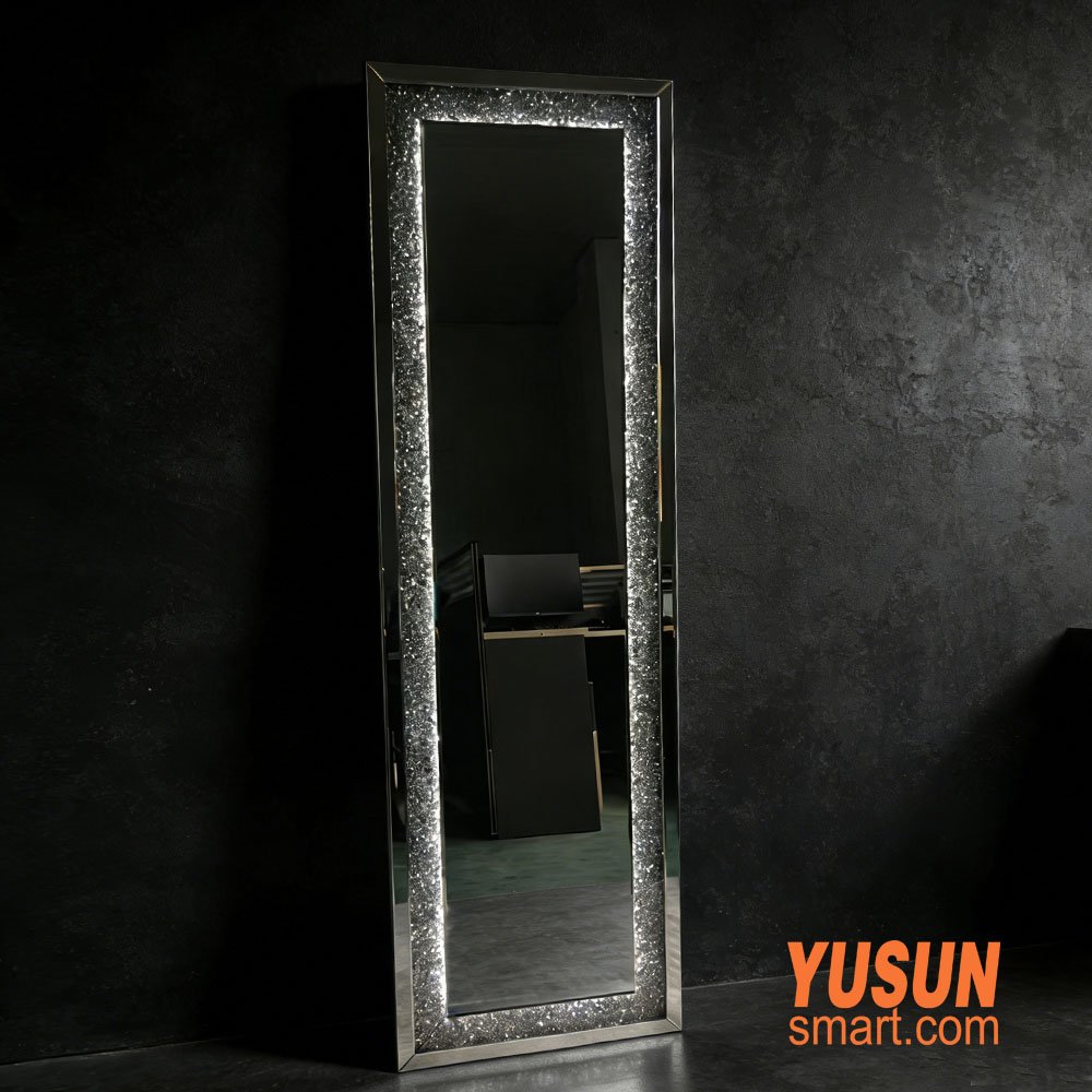 YUSUN SMART LED Rhinestone Full Length Mirror - Luxury Standing Full Body Mirror