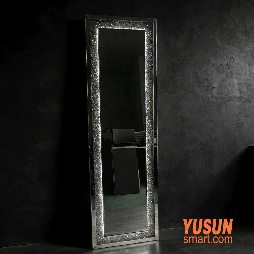 Crushed crystal full‑length wall‑mounted decor mirror YUSUN SMART
