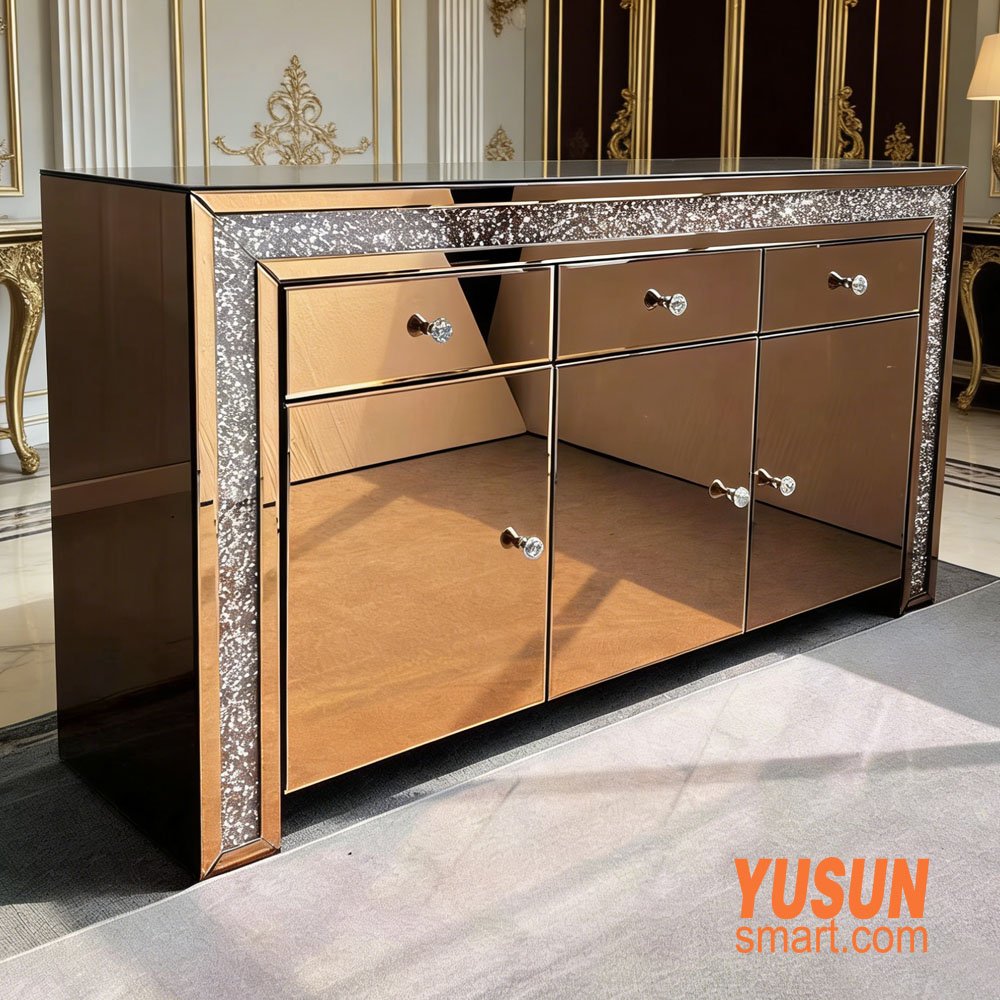 Luxury Mirror Side Cabinet in living room home furniture