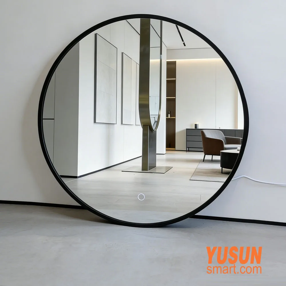 Round LED Bathroom Mirror with Lights, Anti-Fog, Dimmable Wall Mounted Mirror for Resorts | YUSUN SMART