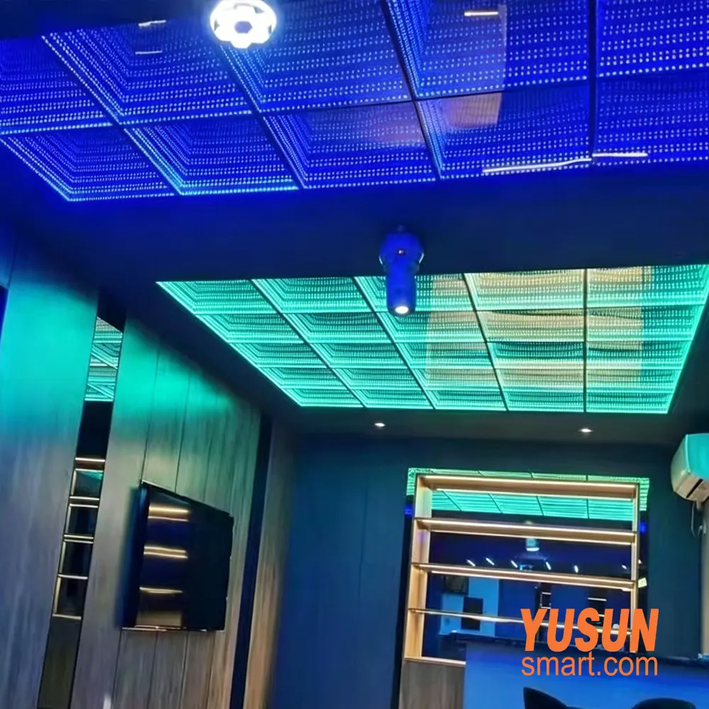Infinity Mirror Ceiling Panels - Bar Installation Blue & Green Infinity Mirror Ceiling Panels
