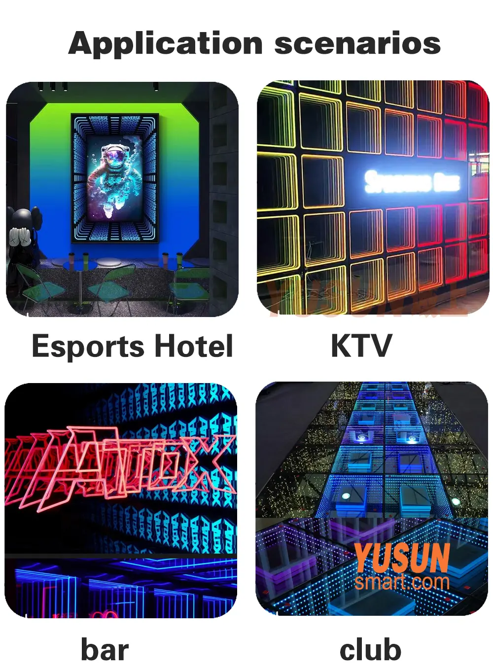 Infinity Mirror Ceiling Panels - All Applications Infinity Mirror Panels Application Scenarios