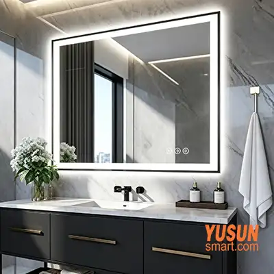 Contemporary Dark Cabinet LED Vanity Mirror | Urban Boutique Hotel Bathroom Smart Mirror