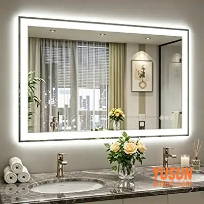 Warm White Edge Lit LED Mirror | Double Sink Luxury Hotel Bathroom Vanity Mirror