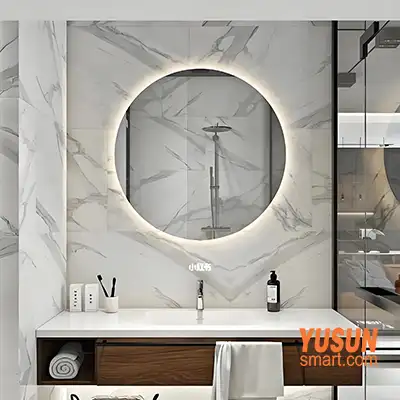 Round Backlit LED Bathroom Mirror | Minimalist Hotel Anti-Fog Vanity Mirror