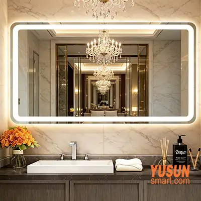 Luxury Gold Tone LED Vanity Mirror | 5-Star Hotel Grand Bathroom Anti-Fog Mirror