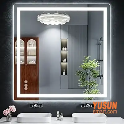Double Vanity LED Smart Mirror | Modern Suite Hotel Bathroom Anti-Fog Wall Mirror