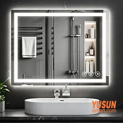 Dark Luxury Backlit LED Smart Mirror | Industrial Style Hotel Bathroom Anti-Fog Mirror
