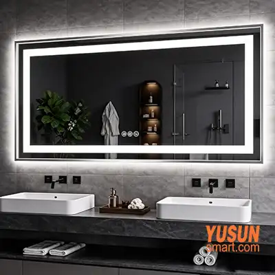 Dual Sink Luxury LED Mirror | Dark Tone Hotel Suite Backlit Smart Vanity Mirror