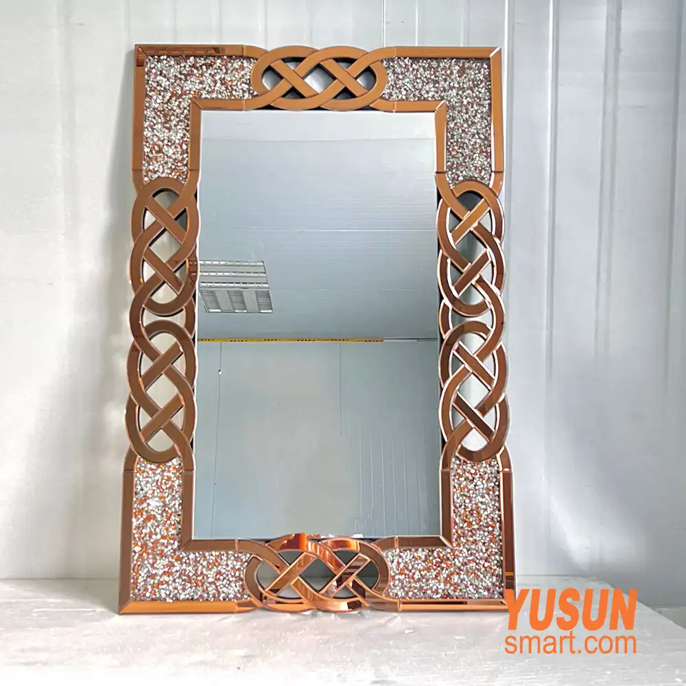 3D staggered mirror‑piece framed rectangular wall mirror, modern luxury decor by YUSUN SMART