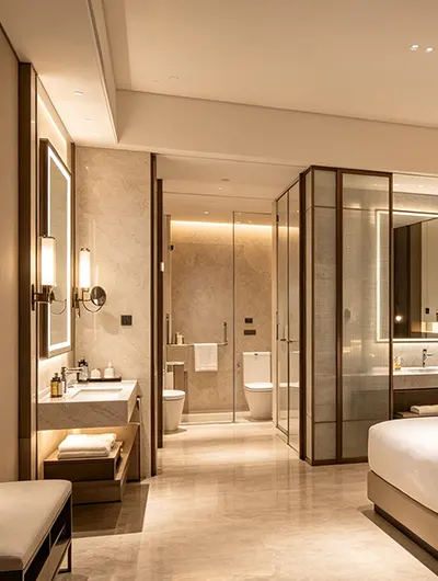 Hotel room LED full length mirror interior