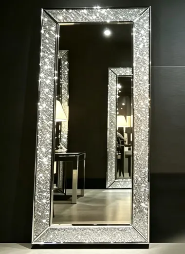 Infinity Mirror Clock Full‑Length Mirror, LED Crushed Crystal Wall‑Mounted & Floor‑Standing Decor Mirror | YUSUN SMART