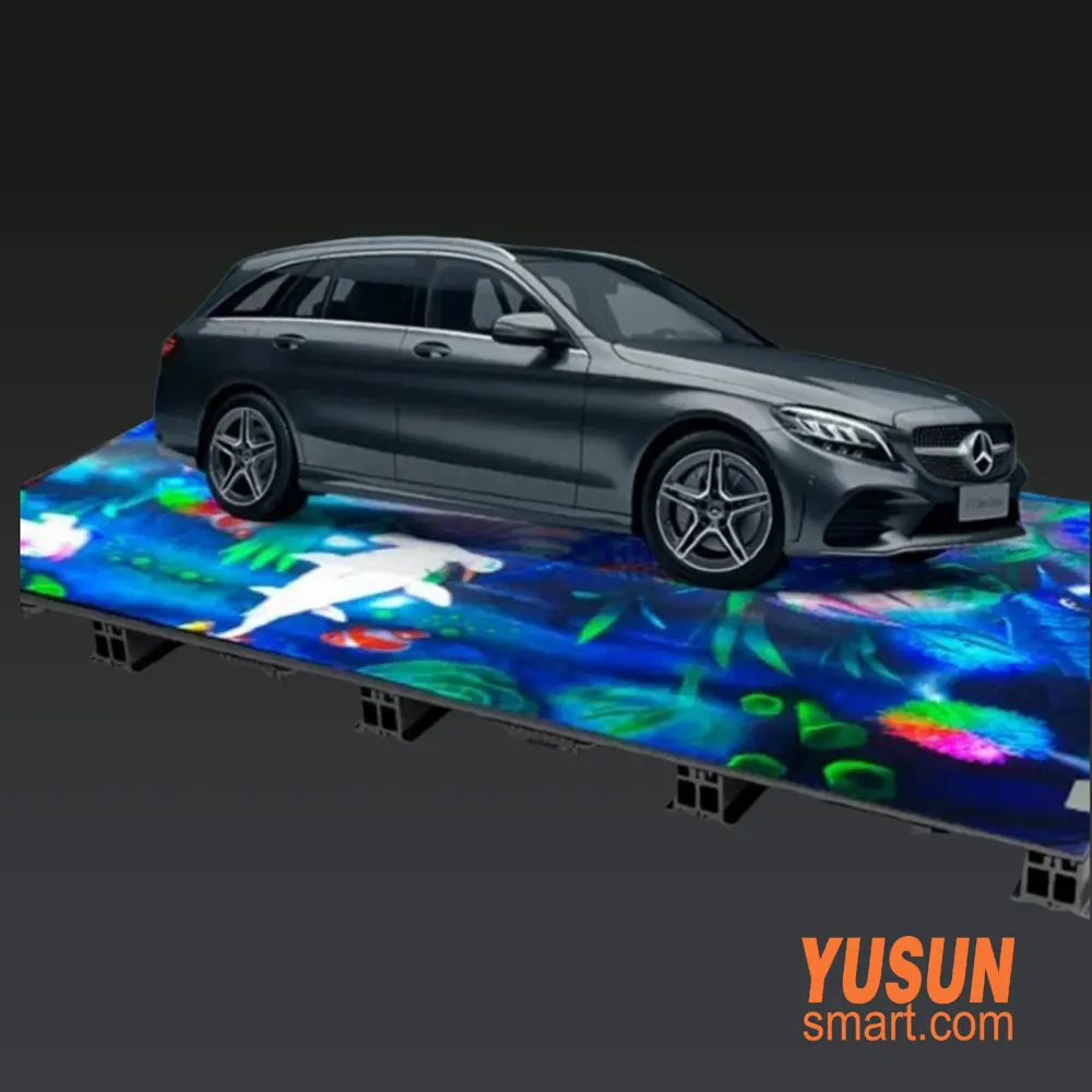 High load‑bearing radar interactive LED floor tile screen for commercial project Heavy‑load radar interactive LED floor tile screen load‑bearing test YUSUN SMART wholesale supplier