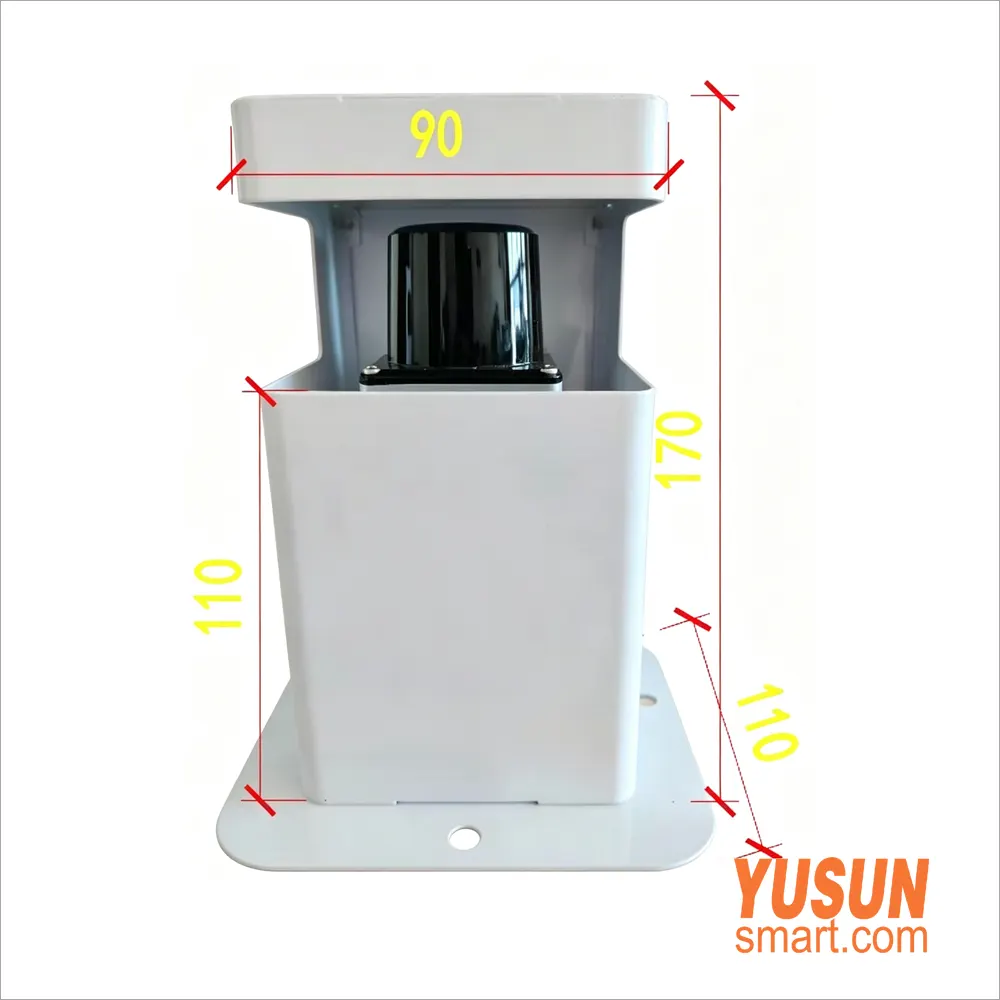 TOF‑LiDAR detecting radar unit dimension specification for interactive floor display TOF‑LiDAR radar hardware dimension drawing for radar interactive LED floor tile screen YUSUN SMART
