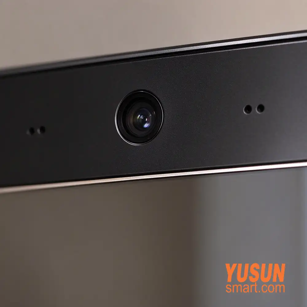 Close-up of built-in facial capture camera on YUSUN SMART smart beauty mirror for skin analysis